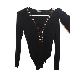 Black lace up body suit